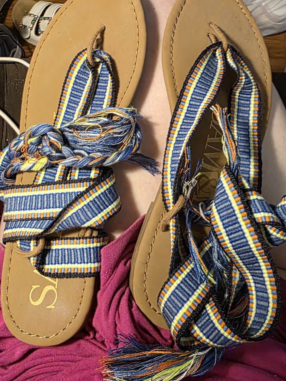 Sam & Libby Boho Tassel Thong Sandals Women's Size 7.5